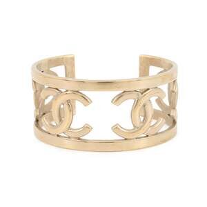 CHANEL Authentic Gold Logo Bracelet